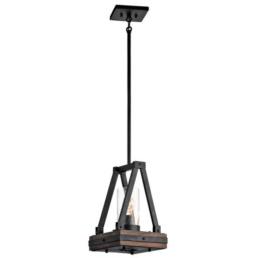 Kichler 43435AUB - Colerne 1-Light Auburn Farmhouse Seeded Glass Lantern Medium Hanging Pendant Light