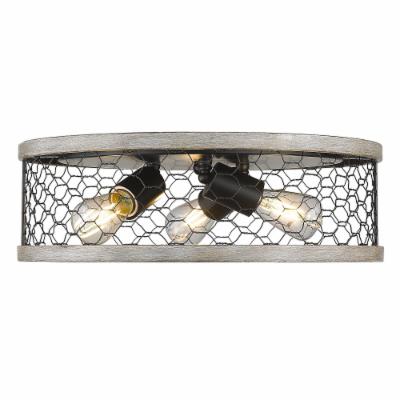 Golden Lighting 3171-FM15-BLK-CW - Bailey 15-inch Matte Black Flush Mount Ceiling Light with industrial design.