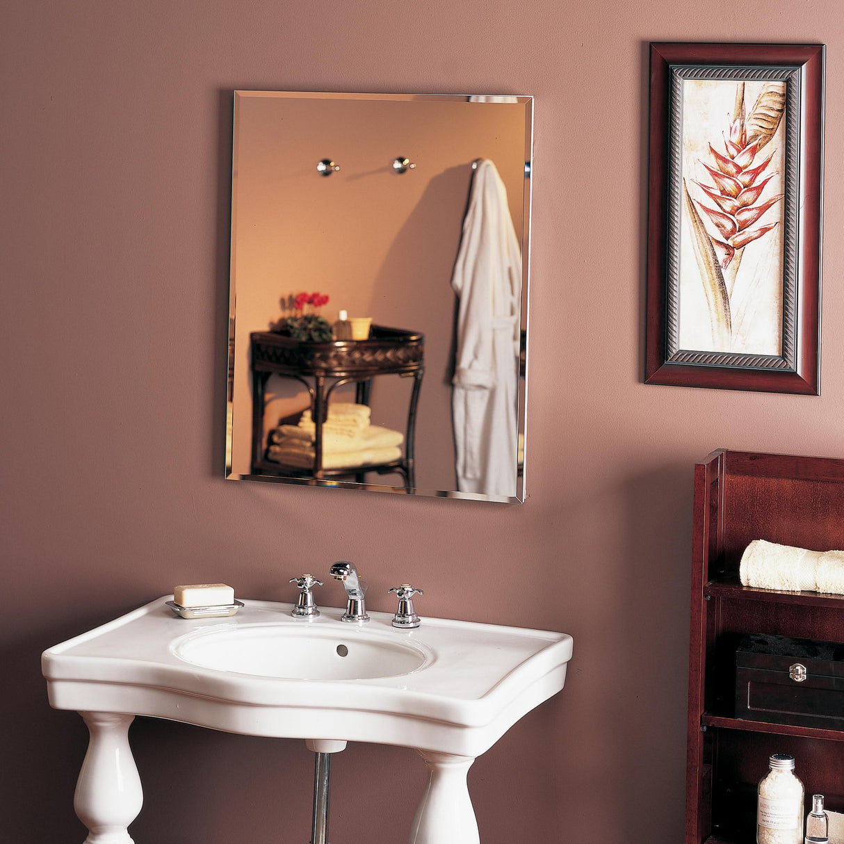 Jensen 52WH244P Metro Classic Medicine Cabinet with Beveled Mirror, 15-Inch by 25-Inch in stylish bathroom setting.