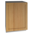 U-Line UHRE524-IS81A UL-SLD REF 24" REV HNGE INTEG SLD 115V B built-in cabinet for luxury appliances in a natural wood finish.