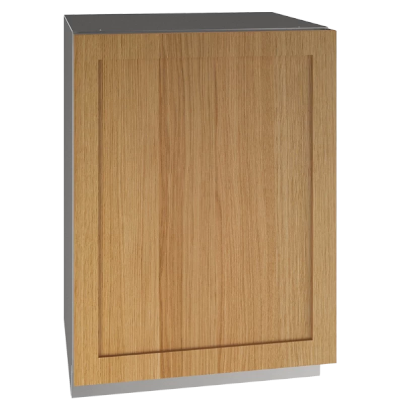 U-Line UHRE524-IS81A UL-SLD REF 24" REV HNGE INTEG SLD 115V B built-in cabinet for luxury appliances in a natural wood finish.