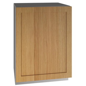 U-Line UHRE524-IS81A UL-SLD REF 24" REV HNGE INTEG SLD 115V B built-in cabinet for luxury appliances in a natural wood finish.