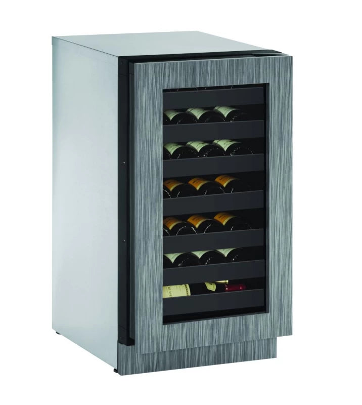U-Line U2218WCINT00B 18 Inch Built-in Wine Storage with 31 Bottle Capacity, LED Lighting, Digital Touch Pad Control, Natural Beech Wood Fronts, Convection Cooling System. Right Hand Hinge.