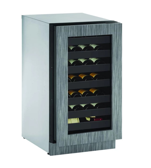 U-Line U2218WCINT00B 18 Inch Built-in Wine Storage with 31 Bottle Capacity, LED Lighting, Digital Touch Pad Control, Natural Beech Wood Fronts, Convection Cooling System. Right Hand Hinge.