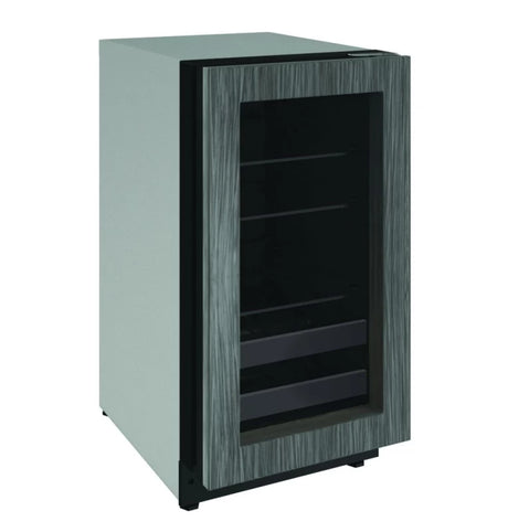 U-Line 2218BEVS-15A UL-BEVERAGE CENTER 18" LOCK LH SS with LED interior and double glass door.