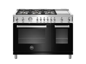 Bertazzoni PROF486GGASNET 48" Professional Series All Gas Range, Six Burners, Electric Griddle, Black - luxury appliances sale