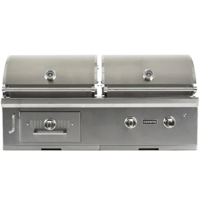 COYOTE C1HY50NG 50" Built In Hybrid Grill NATURAL GAS showcasing dual I-Burners and sleek stainless steel design.