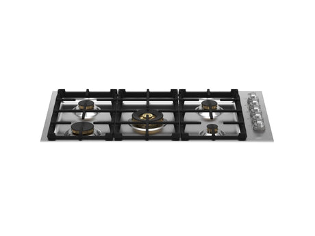 Bertazzoni Master Series MAST365QBXT 36 Inch Gas Cooktop with 5 Sealed Burners, Continuous Cast Iron Grates, Power Burner, Rapid Burner, 2 Medium Burners, Simmer Burner.