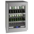 U-Line UHRE524-SG81A UL-GLS REF 24" REV HNGE SS FRAME 115V BR wine cooler with adjustable shelves.