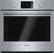 Bosch HBL5451UC BO-500 SER 30IN SINGLE WALL OVEN SS featuring stylish metal knobs and sleek stainless steel design.