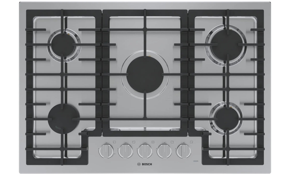 Bosch NGM5058UC BO-30" GAS COOKTOP, 500 SERIES, SS with 5 burners for versatile cooking.