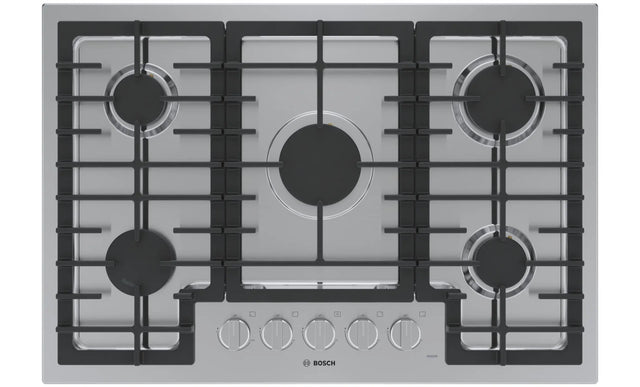 Bosch NGM5058UC BO-30" GAS COOKTOP, 500 SERIES, SS with 5 burners for versatile cooking.