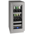 U-Line UHBV515-SG01A UL-BEV CENTER 15" REV HG STAINLESS 115V with adjustable shelves for liquor and wine storage.