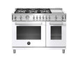 Bertazzoni PROF486GGASBIT 48" Professional Series All Gas Range, Six Burners, Electric Griddle, White.