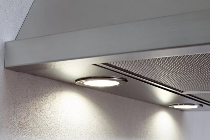 Bertazzoni 36" CHIMNEY HOOD 1 MOTOR 600 CFM with stylish lighting and effective ventilation for premium kitchens.