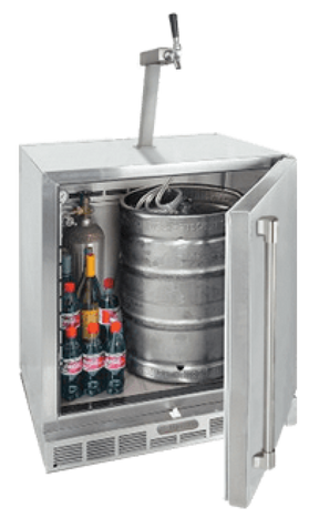 Alfresco AKK AL-URS-1 KEG KIT with removable stainless steel shelves and keg tap.