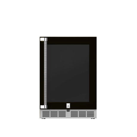 Hestan GRWGR24-BK HE-OUTD DUAL ZONE REF W/WINE, GLS D/L BK under counter refrigeration wine cooler appliance.