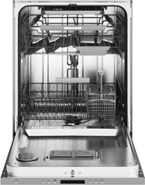 ASKO DBI664PHXXLS 40 Series, Stainless, 42 dBA, Sub-Zero Wolf Pro Handle, XXL interior view with racks and cutlery tray.