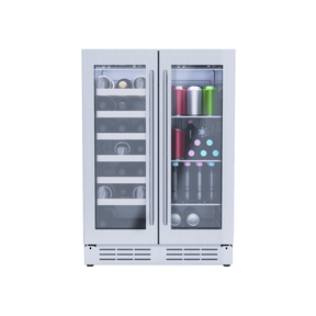 ELICA EBF52SS1 24 Inch Freestanding/Built-In Dual Zone Beverage Center with 4.8 Cu. Ft. Capacity, 21 Bottles, 60 Cans, 9 Shelves