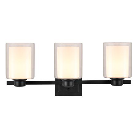 Design House 556159 - Oslo 3-Light Brushed Nickel Vanity Light with three adjustable glass shades.