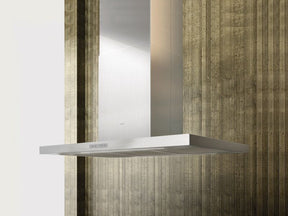 Zephyr Arc Duo Collection ADLM90BSX 36 Inch Island Mount Chimney Range Hood with Blower Options, Tri-Level LED Lighting, Touch Controls, Wireless Remote Control and Convertible to Recirculating with K