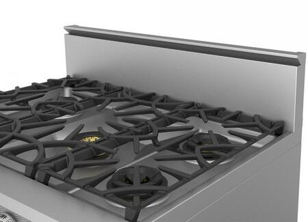 Hestan KBGLB30 HE-BACKGUARD LOW BACK 30" gas cooktop with premium stainless steel design for safety and style.