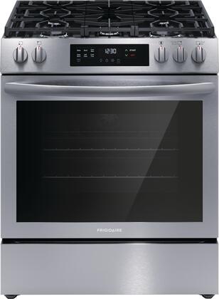 Frigidaire FCFG3083AS - 30-inch 5.1 Cu. Ft. Front Control Gas Range with Convection Bake, ADA Compliant.