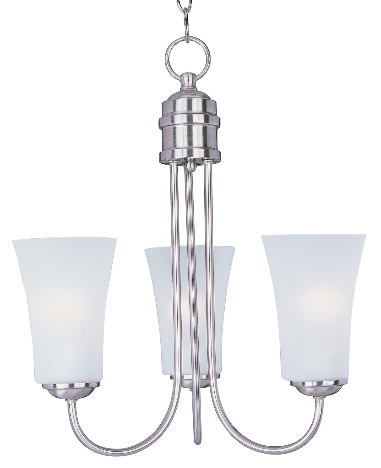 Maxim Lighting 10043FTSN - Logan 3 Light 17 inch Satin Nickel Single-Tier Chandelier Ceiling Light with three frosted glass shades.