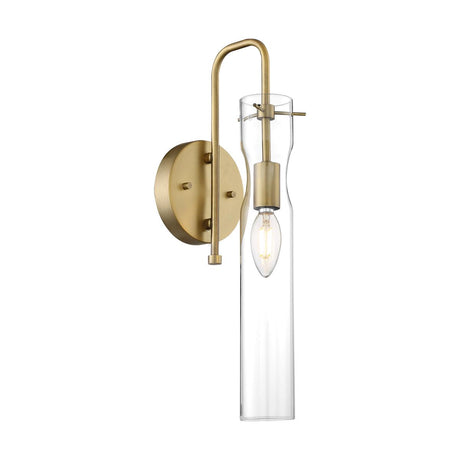 Nuvo (Satco) 60/6855 - Spyglass 1-Light Wall Sconce Fixture in Vintage Brass with glass shade.