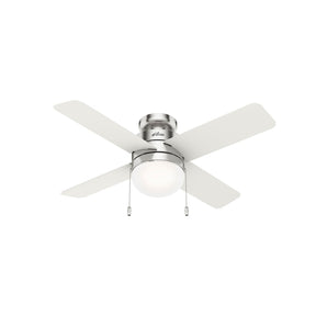 Hunter 50358 - Timpani Modern Brushed Nickel LED 44" Ceiling Fan with sleek design and bright light, perfect for compact spaces.