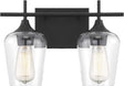Savoy House 8-4030-2-BK - Octave 2-Light Bathroom Vanity Light in Black with modern design and glass shades.