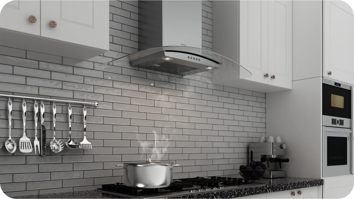 Arietta ADK436SSB Chimney Wall Mount Range Hood, 36 Inch