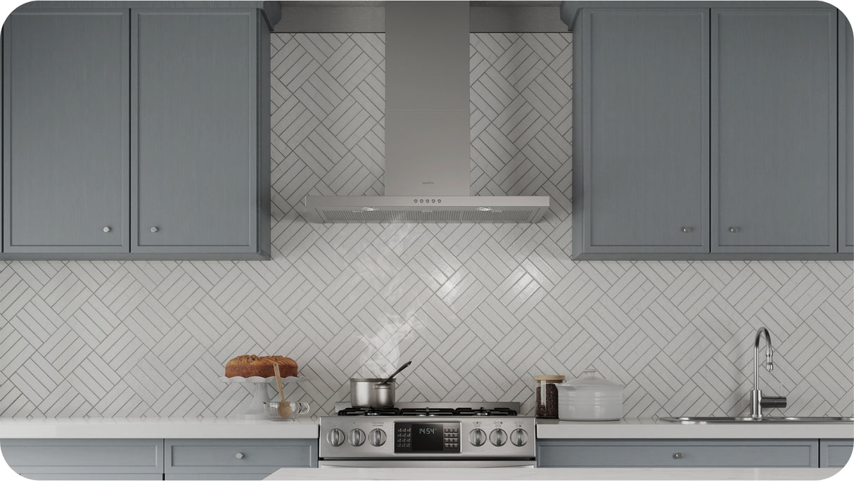Arietta ATS436SSB Chimney Wall Mount Range Hood, 36 Inch