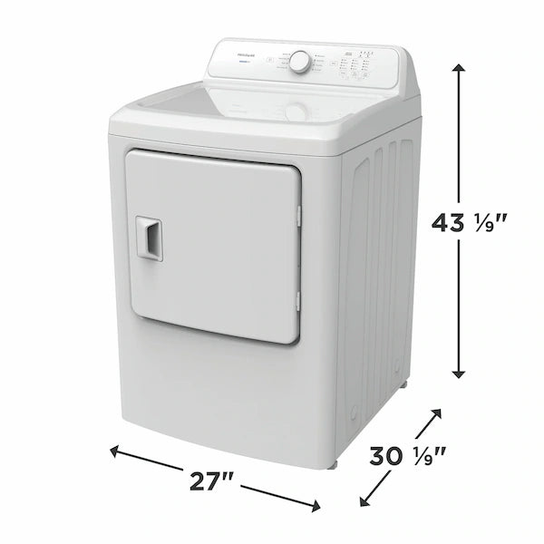Frigidaire FLVE7000AW 27 inch Electric Dryer with 7 cu. ft. Capacity, 8 Dry Cycles, 4 Temperature Settings, Reversible Door, Wrinkle Guard, Child Lock, and SensorDry™