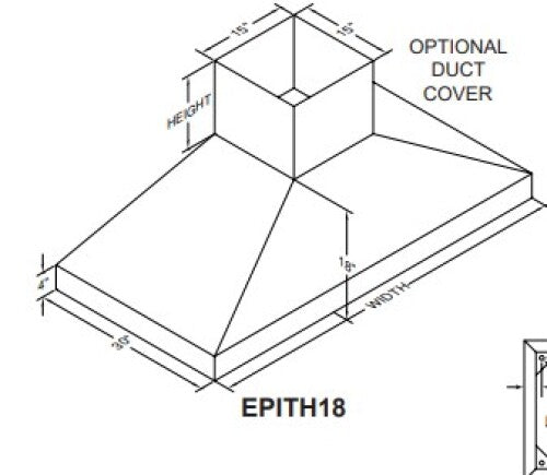 Vent-A-Hood IDC1512SS Island Duct Cover for Compact Setups, 15 Inch