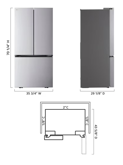 LG LRFLC2716S French Door Refrigerator (Open Box / Scratch & Dent)