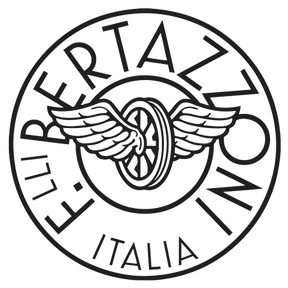 Bertazzoni logo featuring wings and a wheel representing Italian craftsmanship.