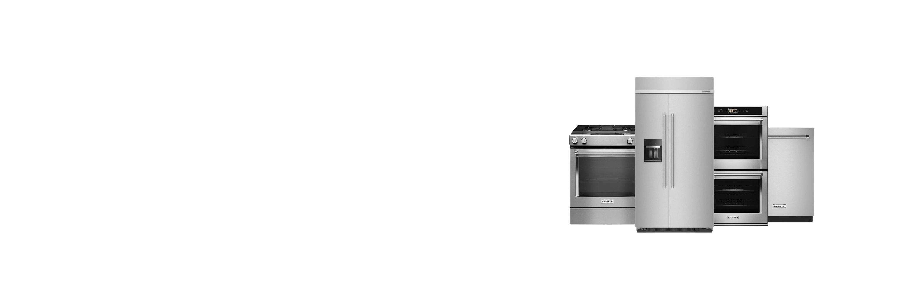 Premium kitchen appliances including a stainless steel refrigerator, oven, and range for appliance liquidation and discounted sales.