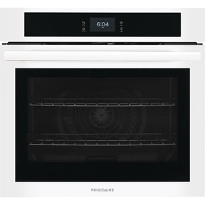 FRIGIDAIRE FCWS3027AW 30" Single Electric Wall Oven With Fan Convection WHITE with digital display and glass front.