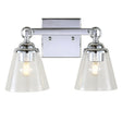JONATHAN Y JYL7433A - Marion 12.75" 2-light Hurricane Metal/Glass Vanity Light Contemporary Transitional 2700K LED 4W Bulbs - Chrome