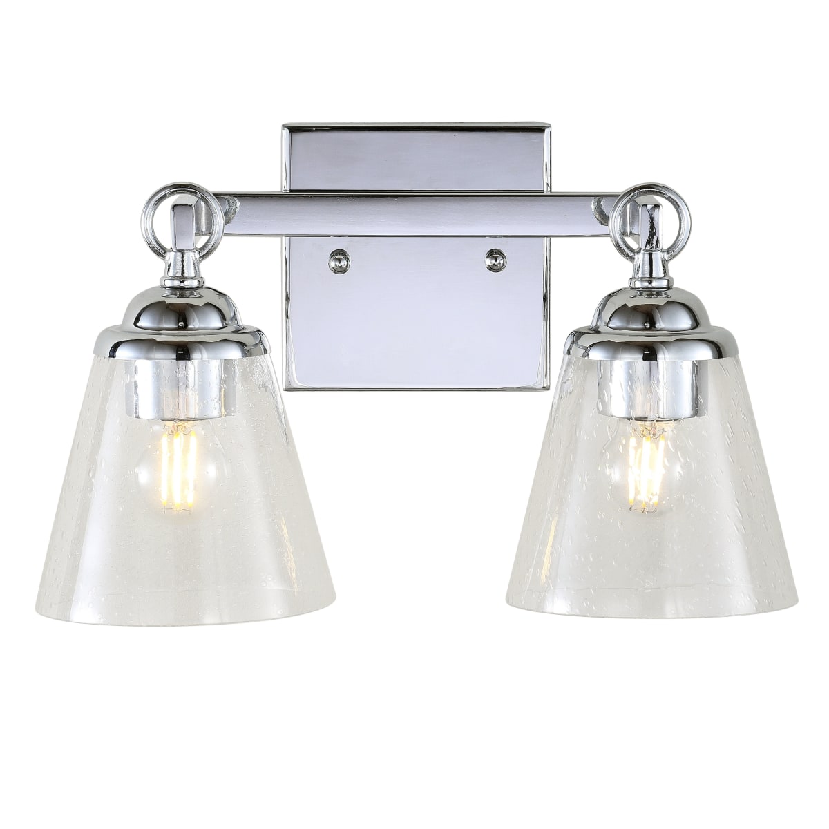 JONATHAN Y JYL7433A - Marion 12.75" 2-light Hurricane Metal/Glass Vanity Light Contemporary Transitional 2700K LED 4W Bulbs - Chrome