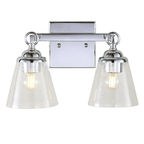 JONATHAN Y JYL7433A - Marion 12.75" 2-light Hurricane Metal/Glass Vanity Light Contemporary Transitional 2700K LED 4W Bulbs - Chrome
