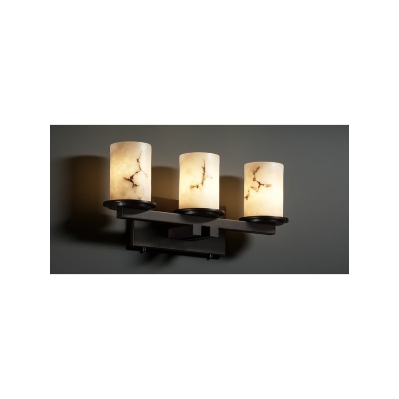 Justice Design FAL-8773-10-DBRZ - Lumenaria 3 Light 21 inch Dark Bronze Bath Bar Wall Light in Cylinder with Flat Rim, Incandescent
