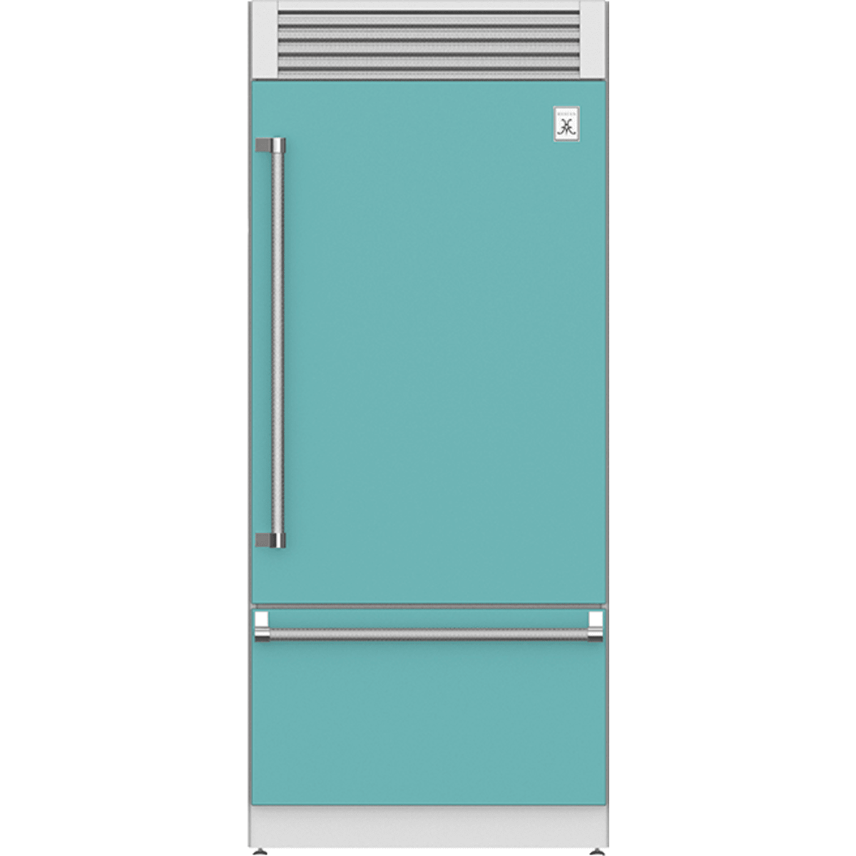 Hestan KRPR36-TQ - 36 Inch Built-In Bottom Freezer Refrigerator with Top Compressor, 18.5 cu ft. Capacity, Bora Bora Turquoise.
