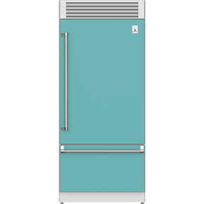 Hestan KRPR36-TQ - 36 Inch Built-In Bottom Freezer Refrigerator with Top Compressor, 18.5 cu ft. Capacity, Bora Bora Turquoise.
