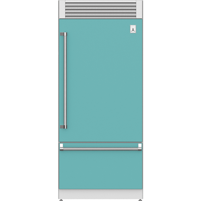 Hestan KRPR36-TQ - 36 Inch Built-In Bottom Freezer Refrigerator with Top Compressor, 18.5 cu ft. Capacity, Bora Bora Turquoise.