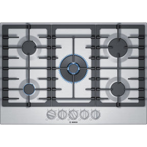 Bosch NGM8657UC - 36 Inch Gas Cooktop with 5 Sealed Burners, Heavy-Duty Grates, Dual Flame Power Burner, FlameSelect, OptiSim™ Burner, Push-to-Turn Knobs - OPEN BOX