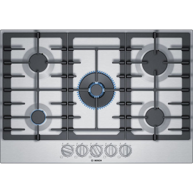 Bosch NGM8657UC - 36 Inch Gas Cooktop with 5 Sealed Burners, Heavy-Duty Grates, Dual Flame Power Burner, FlameSelect, OptiSim™ Burner, Push-to-Turn Knobs - OPEN BOX