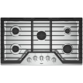 WHIRLPOOL WCG55US6HS LP CONVERTED 36" GAS COOKTOP with stainless steel finish and five burners