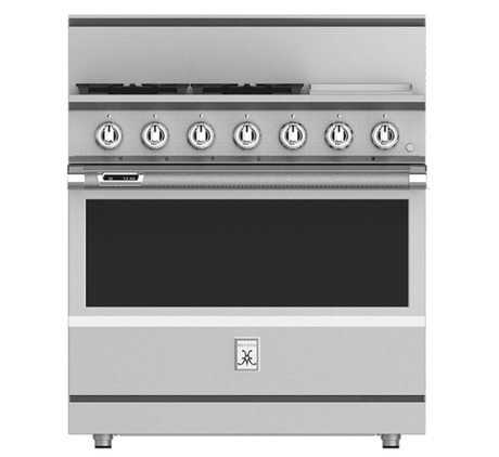 Hestan KRG364GD-NG - 36" 4-Burner Dual Fuel Range with 12" Griddle - Luxury appliances sale.